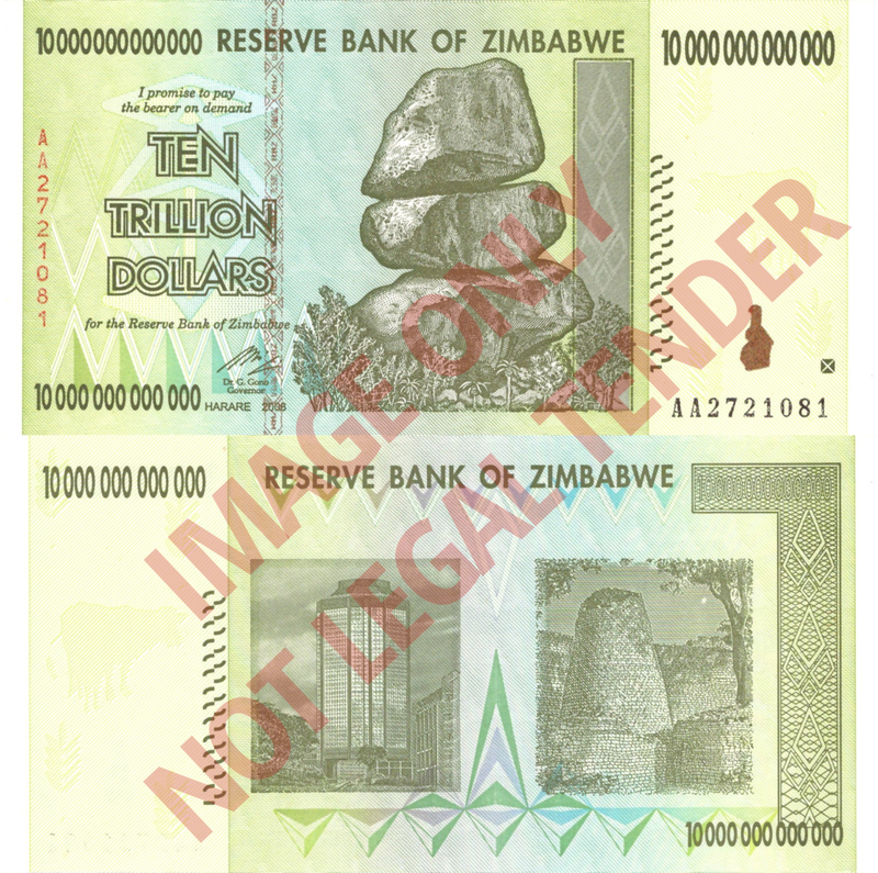 Zimbabwe Z$10 Trillion 2008 Banknote [AA2721081]